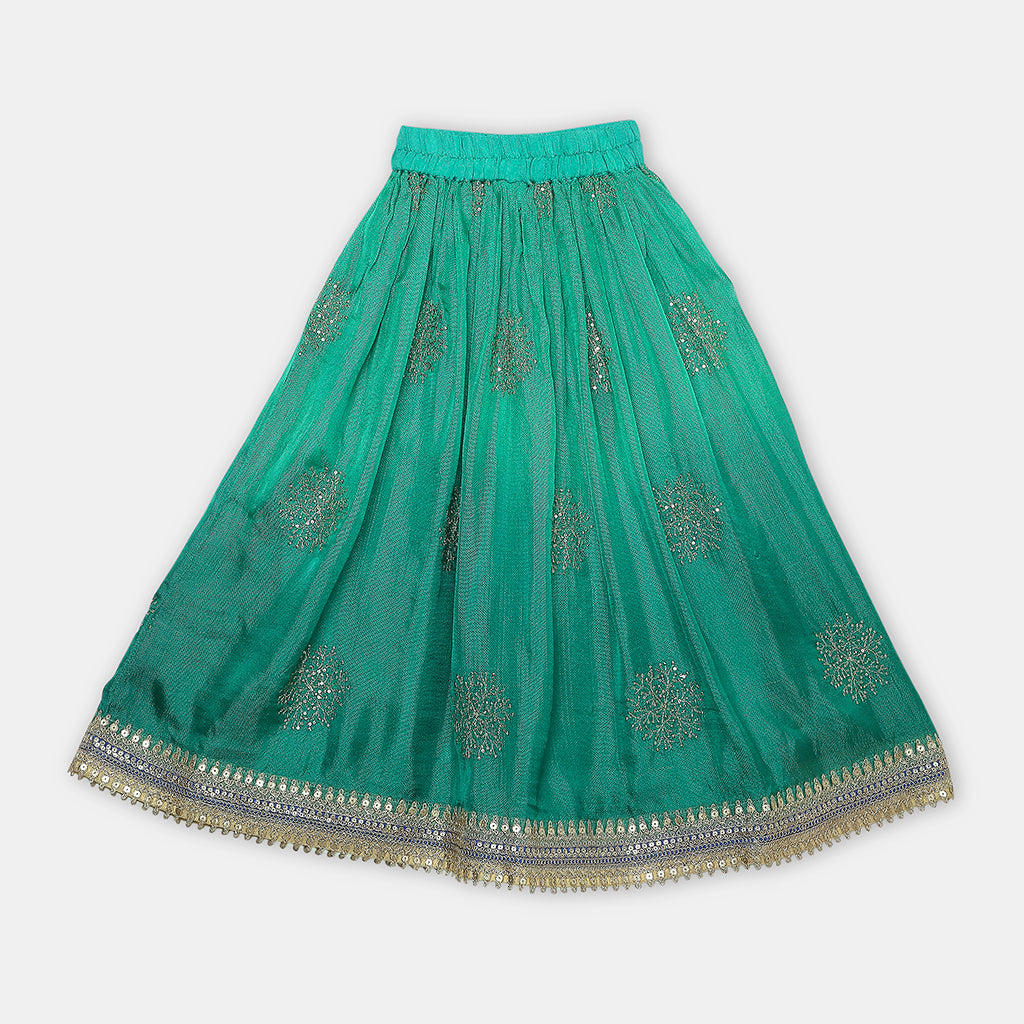 Gold Zari and Sequence Work Peplum Top with Shaded Lehenga. - My Store