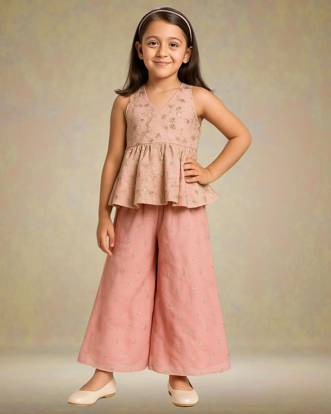 Shimmering Sequin Halter-Neck Flared Top paired with wide-Flared Palazzos - My Store