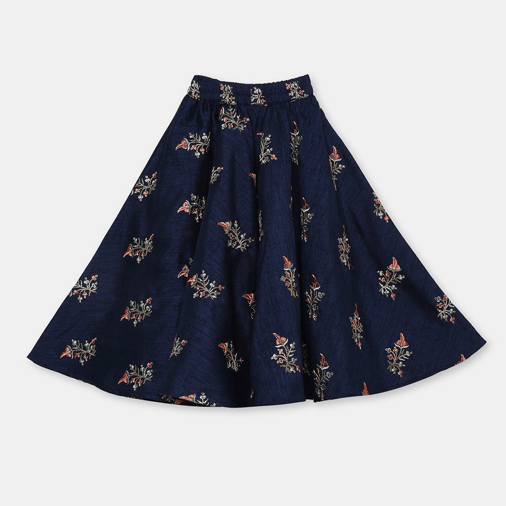 Mirror Work Embroidered Top with Flared Multi Color Lehenga. - My Store