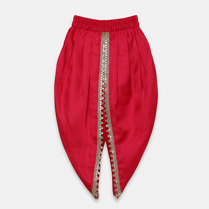 Gold Zari-Embroidered Peplum-Style Top Paired with a Classic Dhoti. - My Store