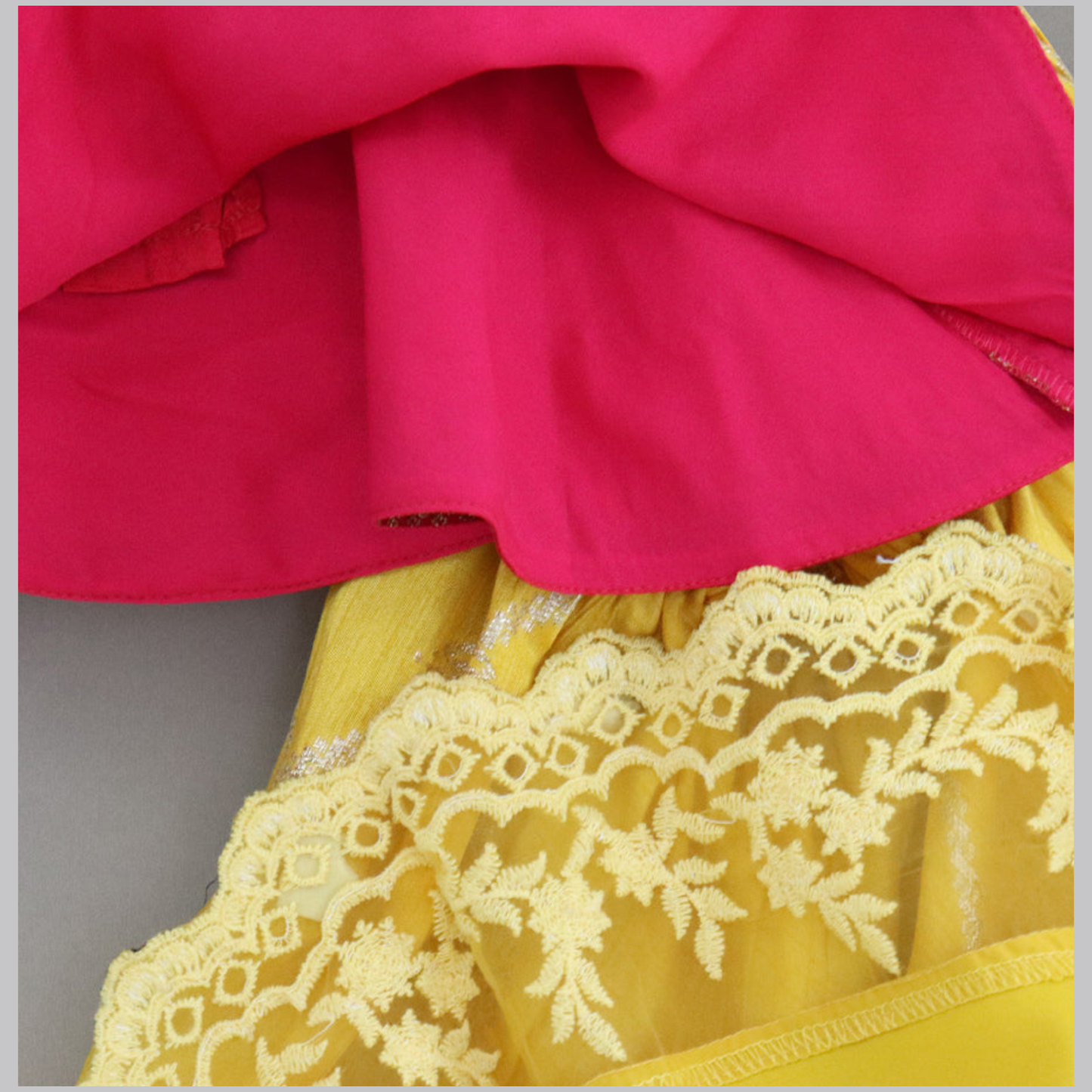 Flared Peplum Top with Gold Zari Embroidery, Paired with a Flared Lehenga. - My Store