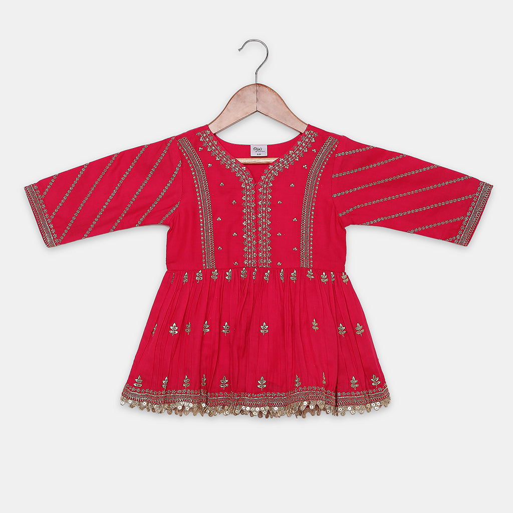 Gold Zari-Embroidered Peplum-Style Top Paired with a Classic Dhoti. - My Store