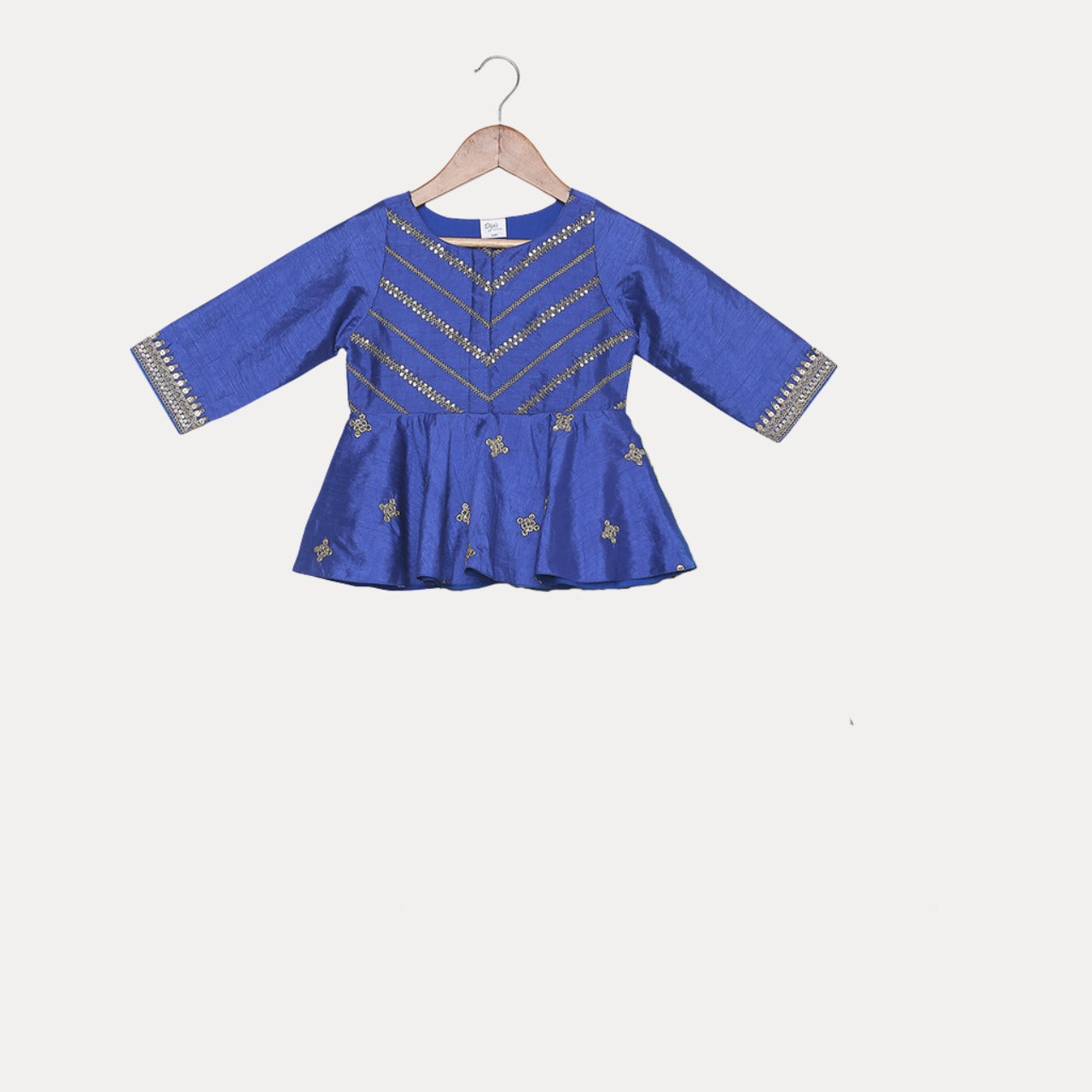 Gold Zari and Sequence Work Peplum Top with Shaded Lehenga. - My Store